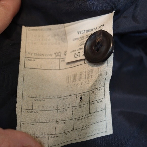 VESTIMENTA SPA Vintage Black Wool Pant Suit 3-Button Jacket Tailored 10 - Picture 16 of 16